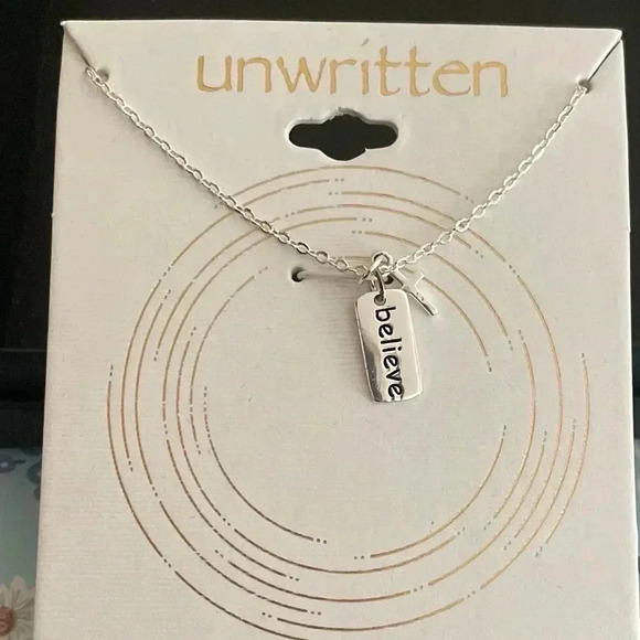 NWT Unwritten Silver Necklace "Believe" Pendant - Picture 1 of 3